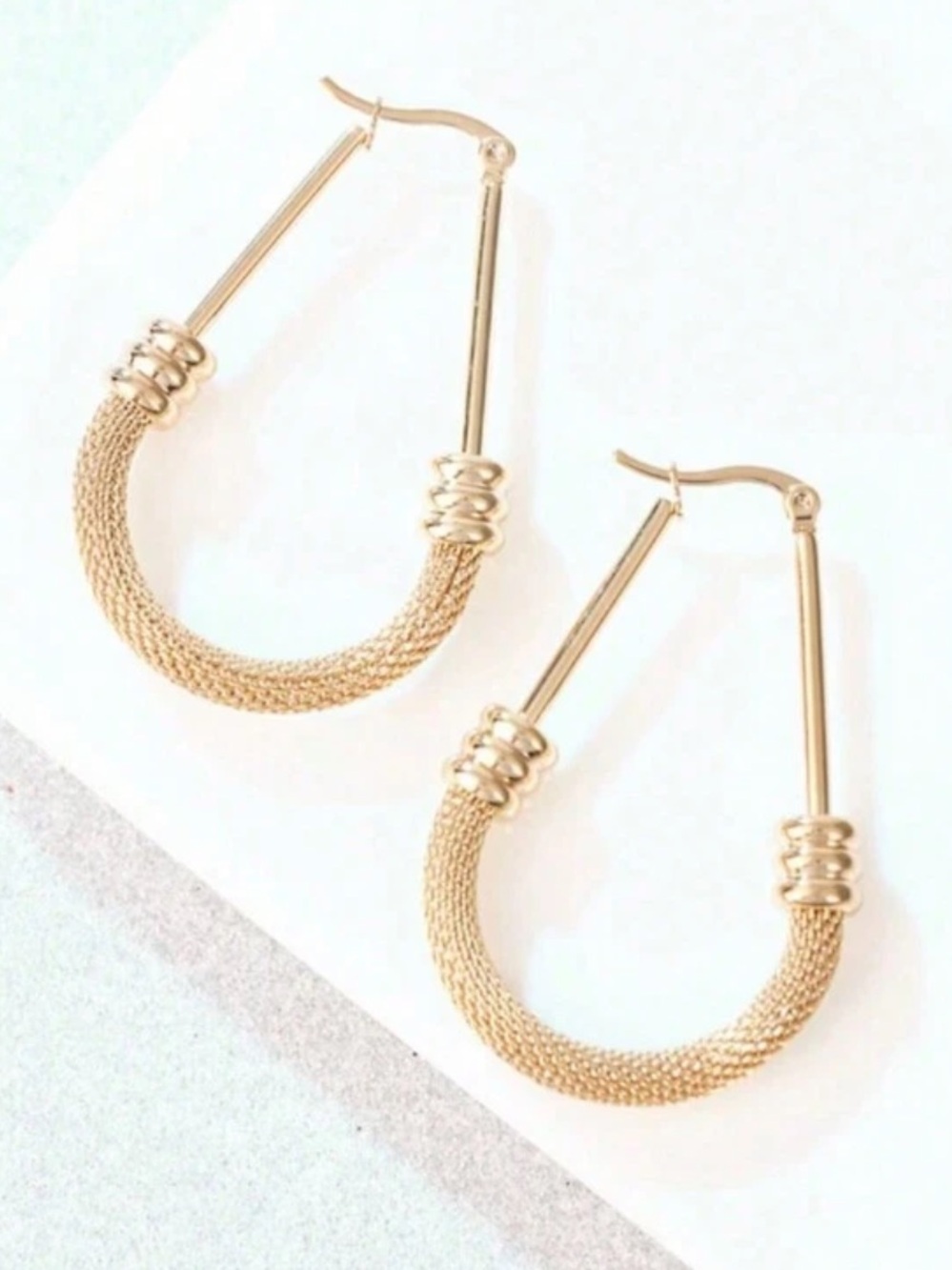 Gold Textured U-Hoop Earrings